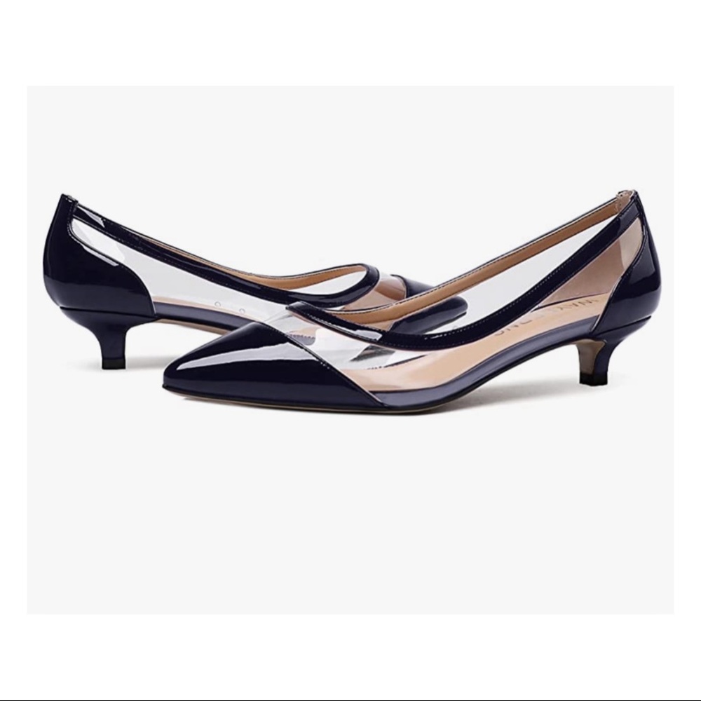 WAYDERNS Pointed Toe Patent Leather Transparent Clear Shoes